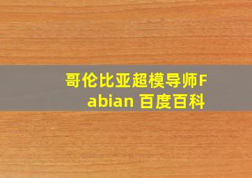 哥伦比亚超模导师Fabian 百度百科